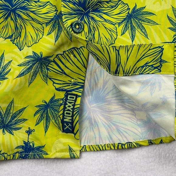 Dixxon Men's Maui Waui Short Sleeve Party‎ Shirt Hibiscus Green Medium - Picture 8 of 10